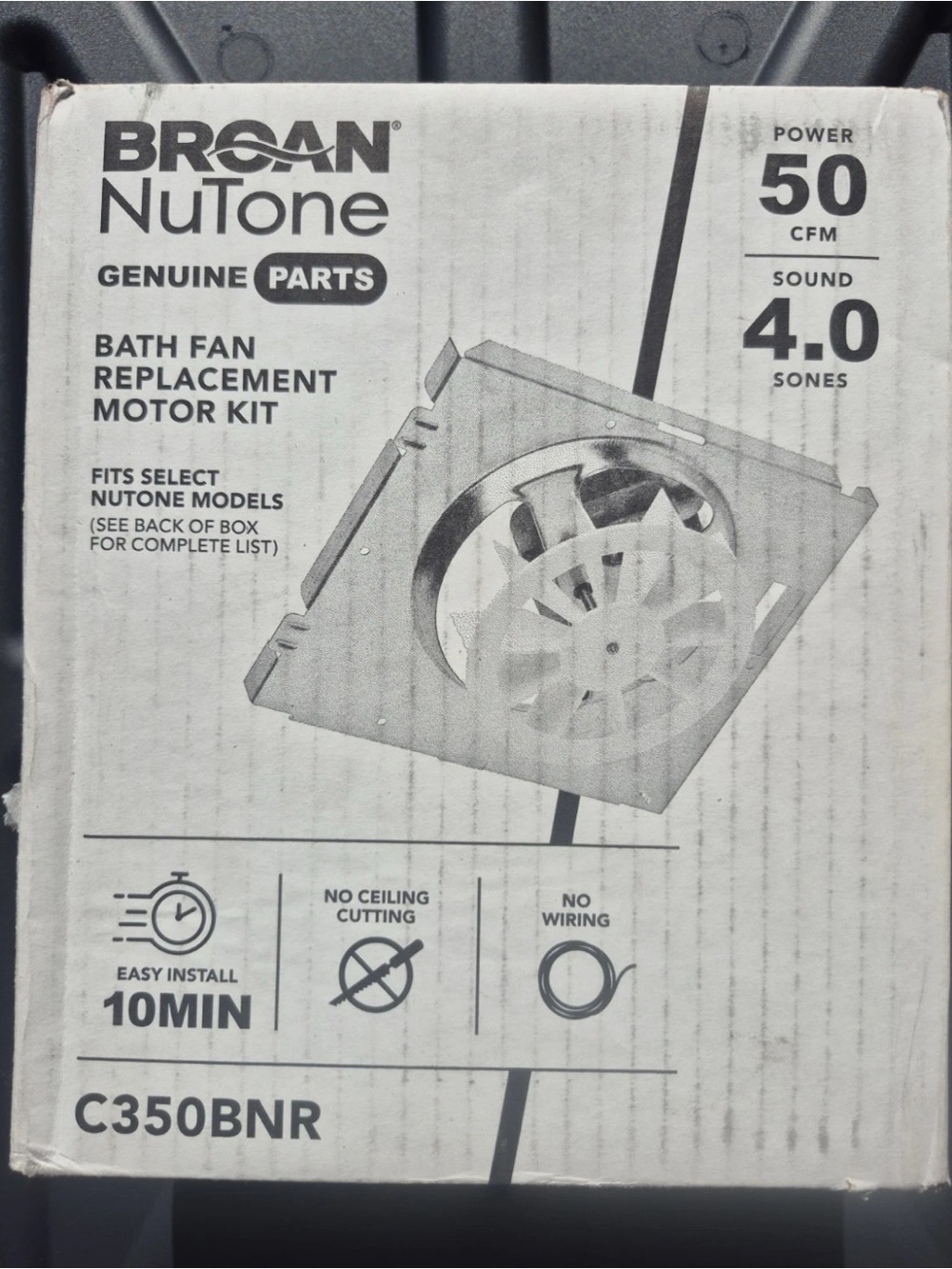 Broan NuTone C350BNR Replacement Bath Fan Motor Kit for 693,695,696N 50CFM NEW